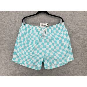 NWT Bloomie's x Solid & Striped Cyan Wavy Check Swim Trunks Size X-Large